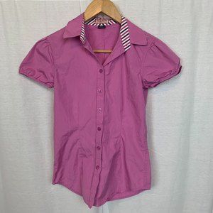 Thomas Pink Women's Short Sleeve Button Front Shirt 100% Cotton Size 6 ( US 2 )